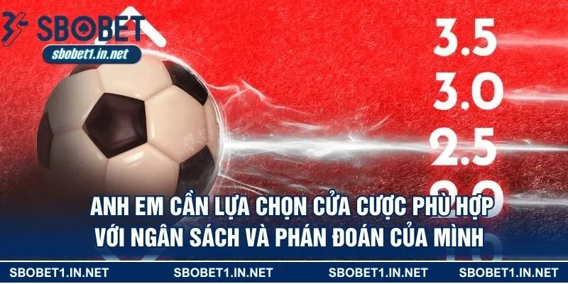 Anh em cần lựa chọn cửa cược phù hợp với ngân sách và phán đoán của mình 