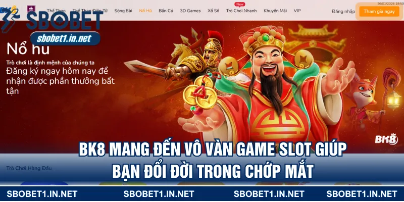 BK8 mang đến vô vàn game slot giúp bạn đổi đời trong chớp mắt