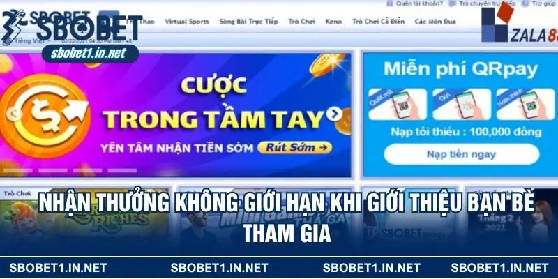 Nhận thưởng không giới hạn khi giới thiệu bạn bè tham gia