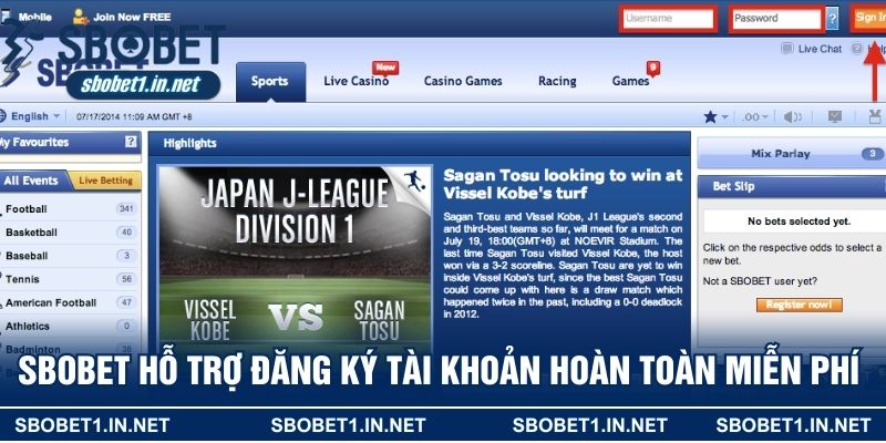 Sbobet hỗ trợ đăng ký tài khoản hoàn toàn miễn phí